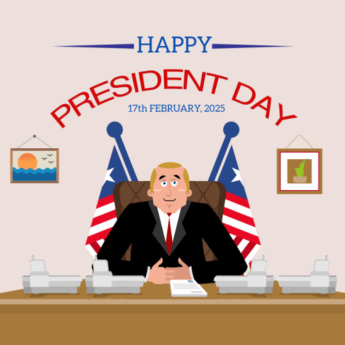 White Professional Happy President Day Instagram Post Template ...