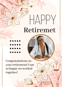 White Professional Happy Retirement Poster A6 template