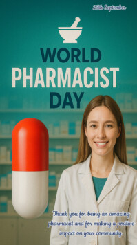 White Professional Happy World Pharmacist Day  Digital Display (9:16) template