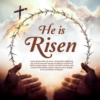 White Professional He Is Risen Easter Instagram Post Instagram-Beitrag template