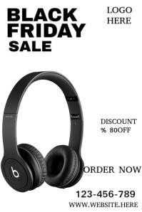 White Professional Head Phone Poster template