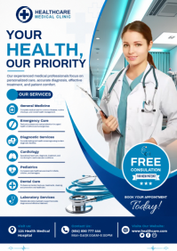 白色 Healthcare Services A4 Template