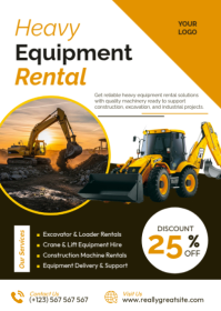 White Professional Heavy Equipment Rental A6 template
