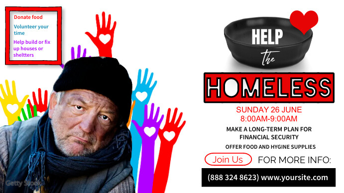 Homeless Support Poster White Professional Help The Homeless Digital Template | PosterMyWall