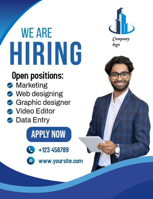 White Professional Hiring Flyer Template | PosterMyWall