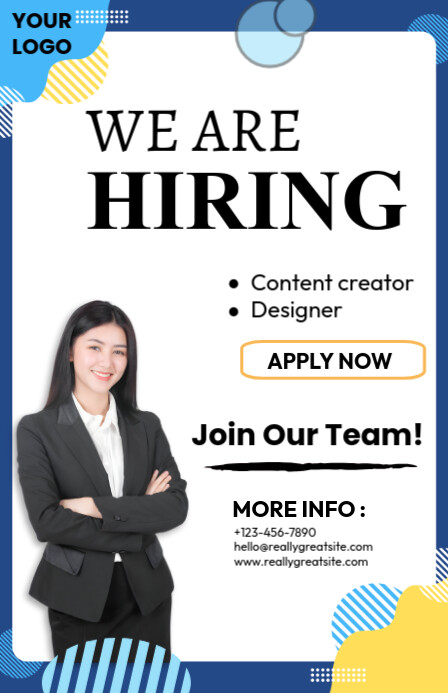 White Professional Hiring Half Page Wide Halfbladsy Breed template