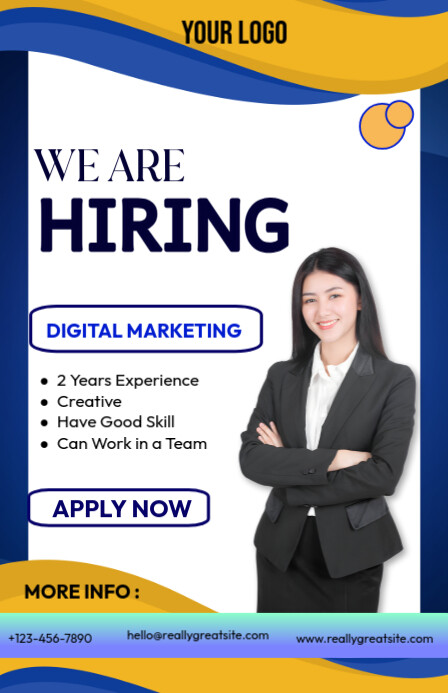 White Professional Hiring Half Page Wide Halfbladsy Breed template