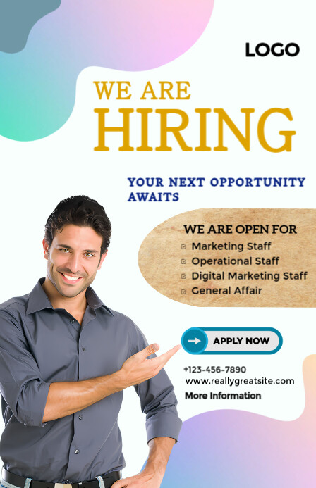 White Professional Hiring Half Page Wide Template | PosterMyWall