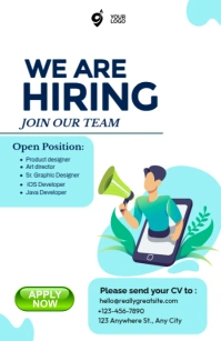 White Professional Hiring Half Page Wide template