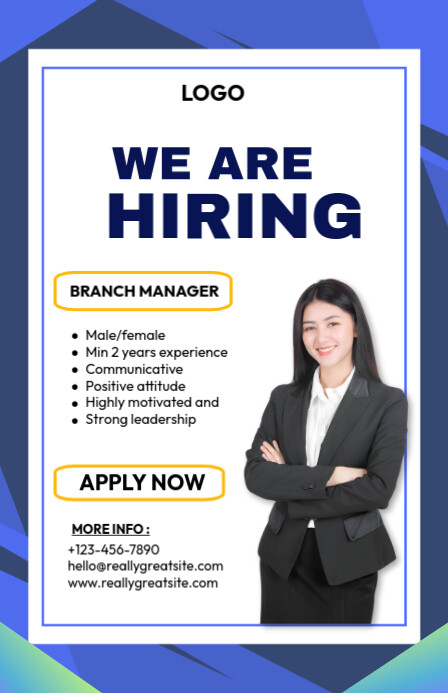 White Professional Hiring Half Page Wide Halfbladsy Breed template