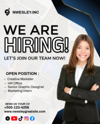 White Professional Hiring Instagram Portrait template