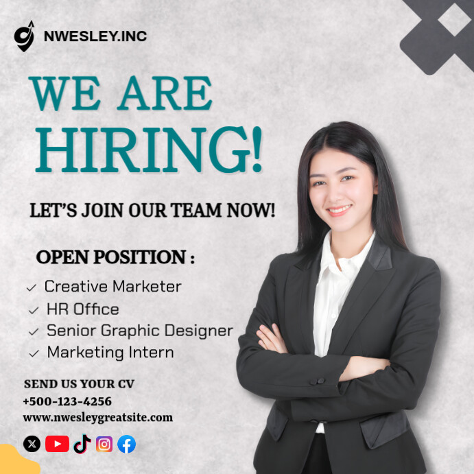 Copy of White Professional Hiring Instagram Post | PosterMyWall