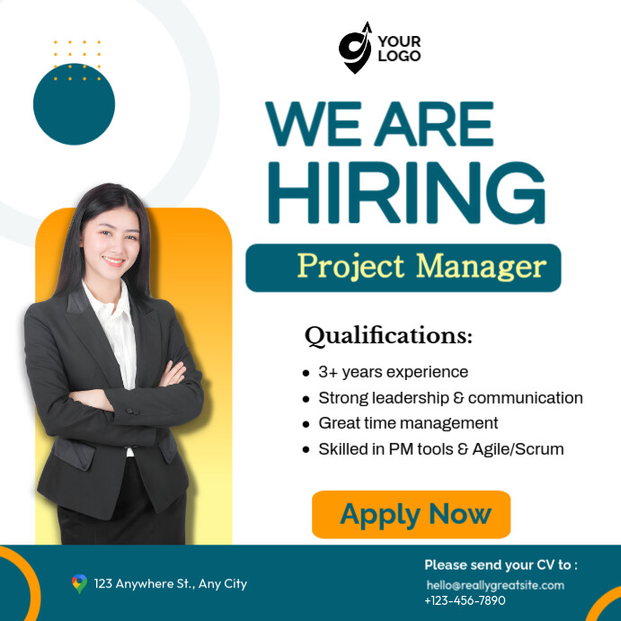 White Professional Hiring Square (1:1) 方形(1:1) template