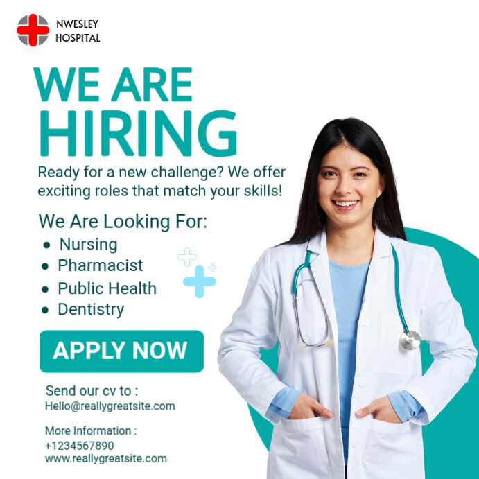 White Professional Hiring Square (1:1) template