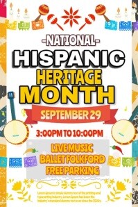 White Professional Hispanic Heritage Month Poster Плакат template