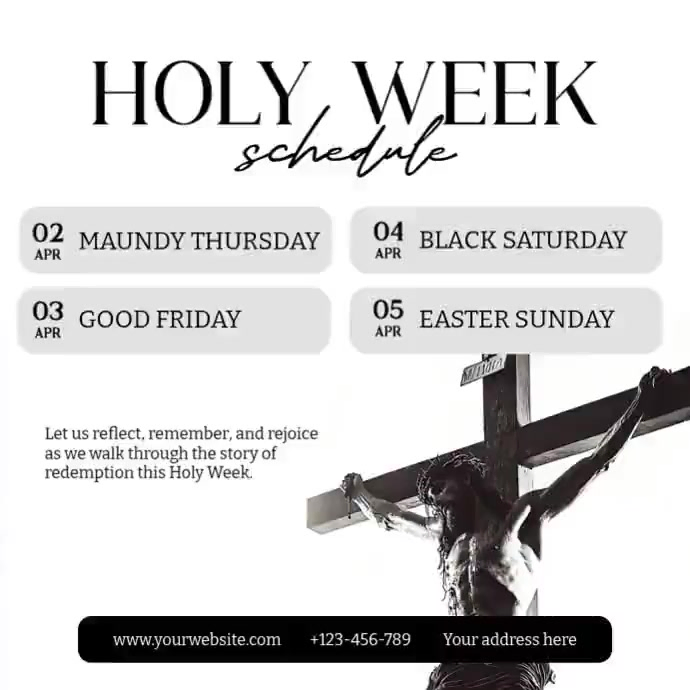 Holy Week Professional White Professional Holy Week Schedule Instagram Post Video Template ...