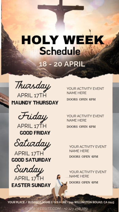 Plantilla de White Professional Holy Week Schedule Instagram Story ...