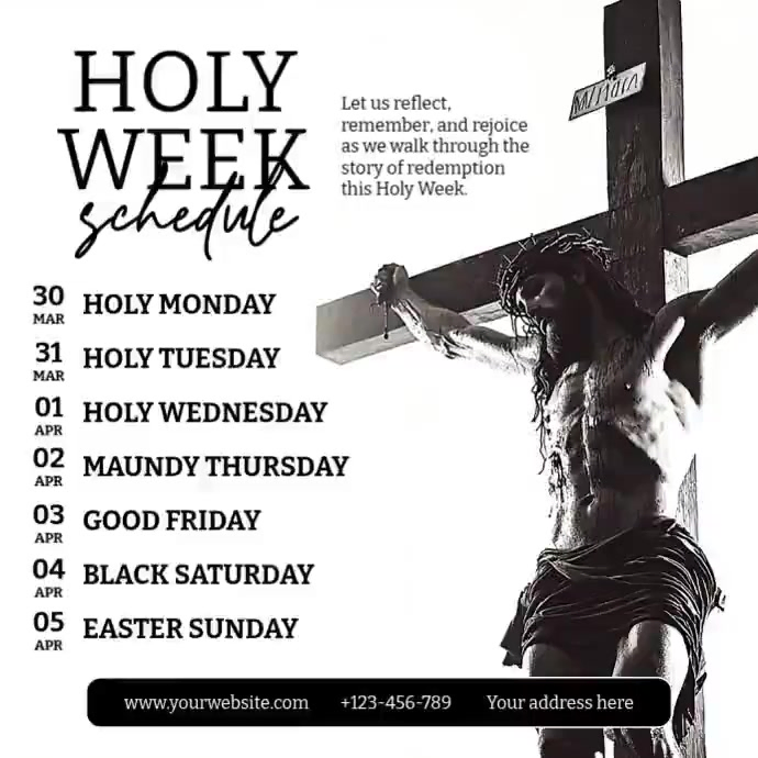 Holy Week Professional White Professional Holy Week Schedule Instagram Post Video Template ...