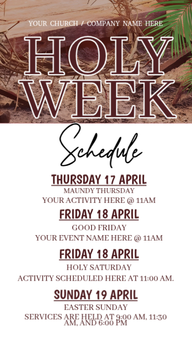Holy Week Professional Holy Week Schedule Template | PosterMyWall