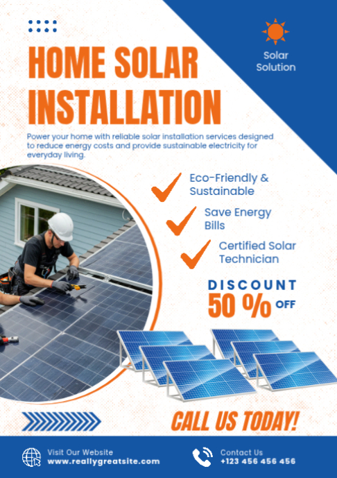 White professional home solar installation a2 Template | PosterMyWall