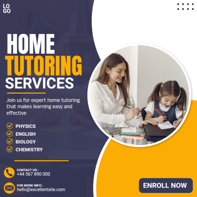 Tutor Copy Copy of White Professional Home Tutoring Ad Template Instagram Post ...