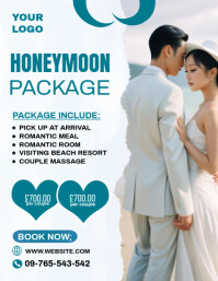 White Professional Honeymoon Package Template Design Flyer (us Letter)