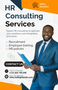 White Modern & Minimal Hr Consulting Services Tabloid template