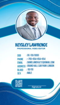 White Professional I'd Card Business Card template