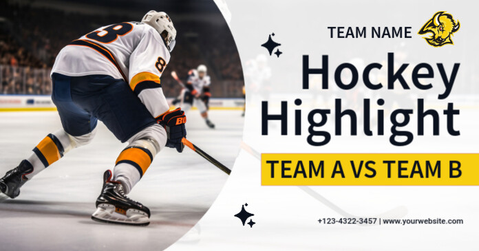 White Professional Ice Hockey Facebook Shared Image template