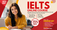 White IELTS Online Course Ibinahaging Larawan sa Facebook Template