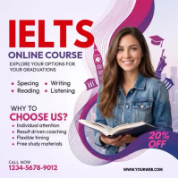 White IELTS Online Course Сообщение Instagram Template
