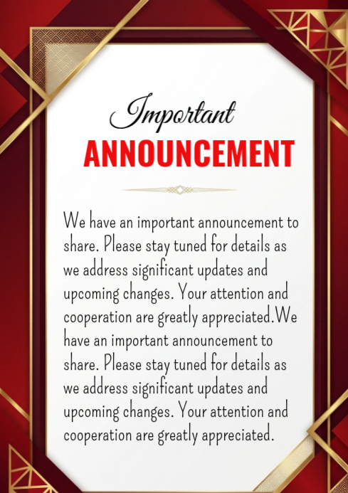 White Professional Important Announcement A4 Template | PosterMyWall