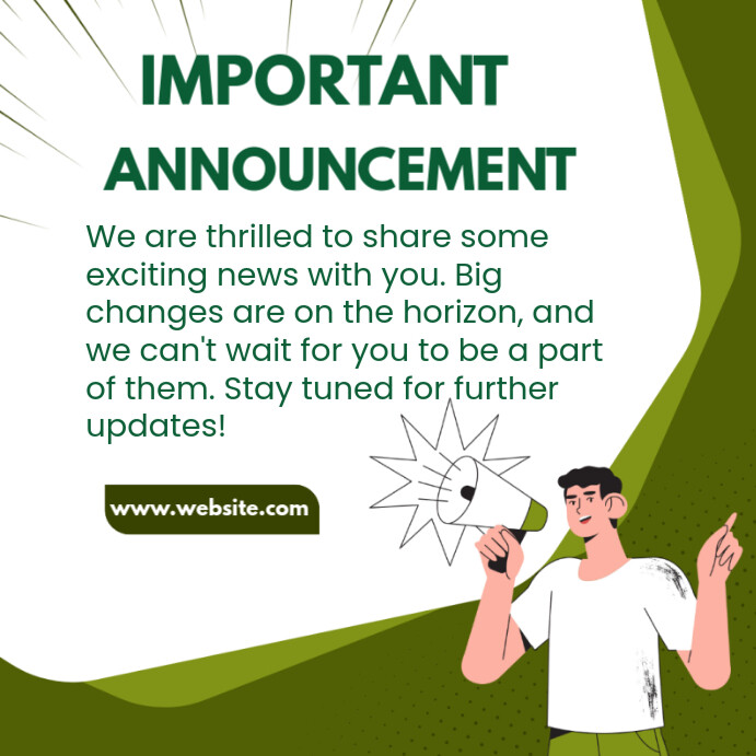 White Professional Important Announcement Instagram Post Template ...