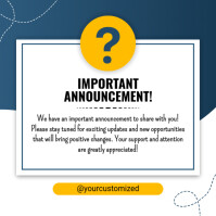 White Professional Important Announcement  Instagram Post template