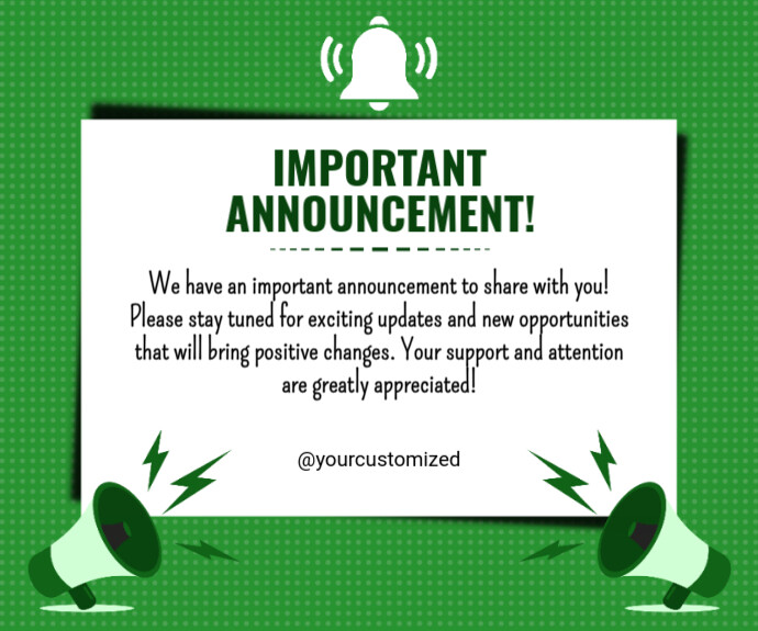 White Professional Important Announcement Medium Rectangle Template ...