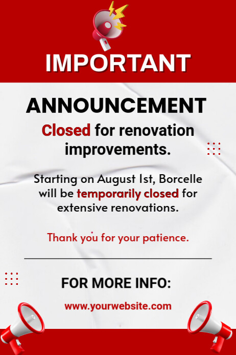 White Professional Important Announcement  Poster template