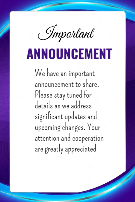Important Announcement Posters Template | PosterMyWall