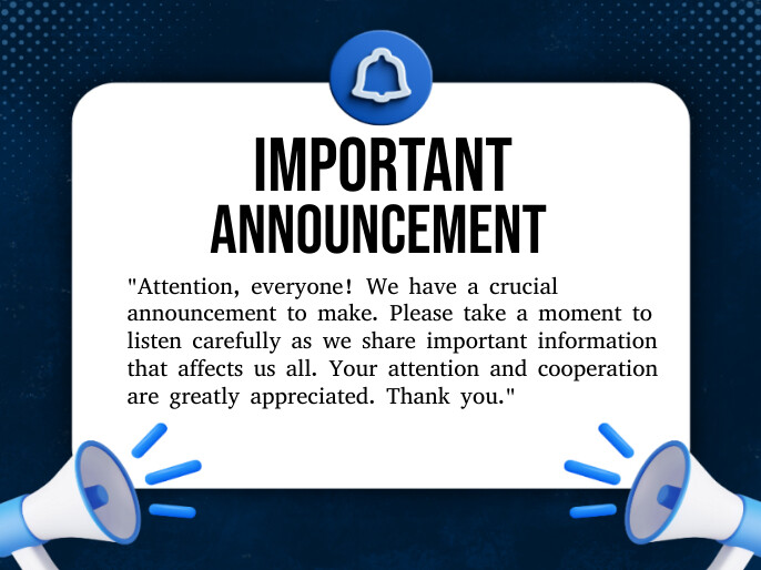 White Professional Important Announcement Pre Template | PosterMyWall