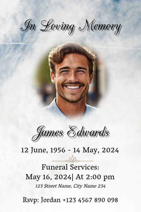 White Professional In Loving Memory Poster Template | PosterMyWall