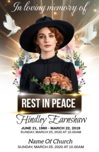 White Professional In Loving Memory Template, Half Page Wide