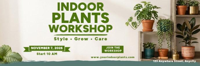 White Professional Indoor Plants Workshop Twitter Banner Template ...