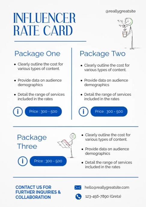 Copy of White Professional Influencer Rate Card Poster A3 | PosterMyWall