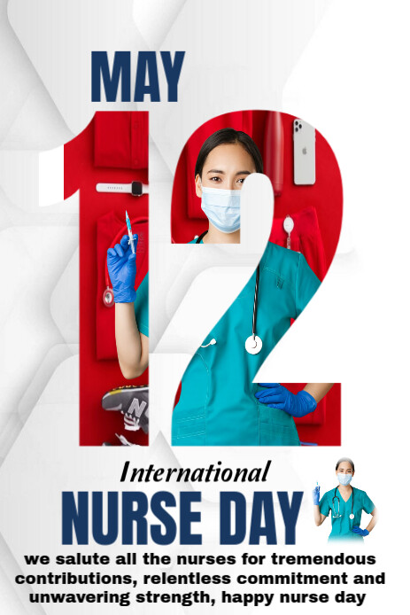 White Professional International Nurse Day  Pinterest Graphic Pinterest-grafik template