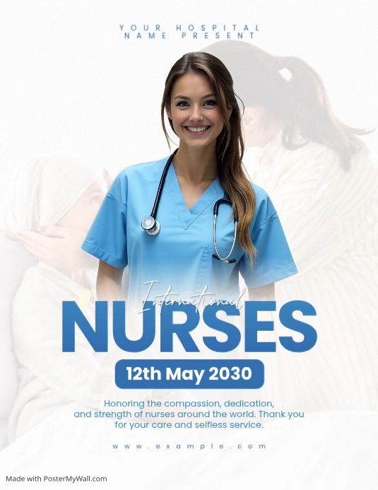 White professional international nurses day flyer Template | PosterMyWall