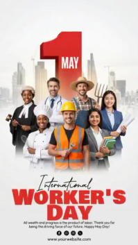 White Professional International Worker's Day Instagram Story Video template