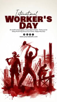 White Professional International Worker's Day Instagram Story Video template
