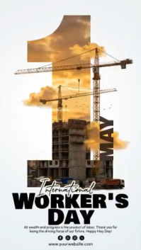 White Professional International Worker's Day Instagram Story Video template