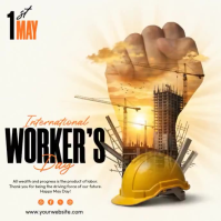 White Professional International Workers' Day Square Video template