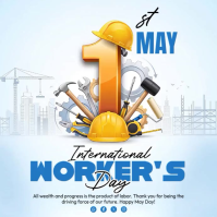 White Professional International Workers' Day Square Video Cuadrado (1:1) template