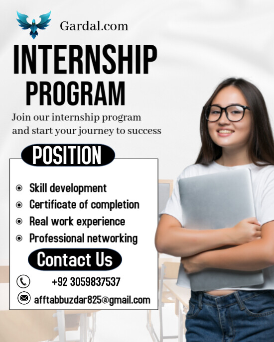 White Professional Internship Flyers Instagram Portrait template